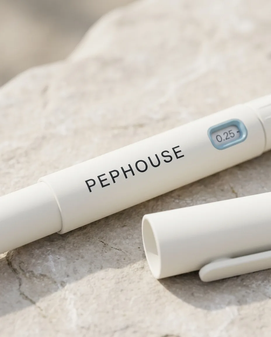 Close detail of a PEPHOUSE pen on warm stone